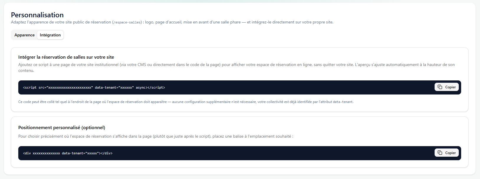 code à intégrer