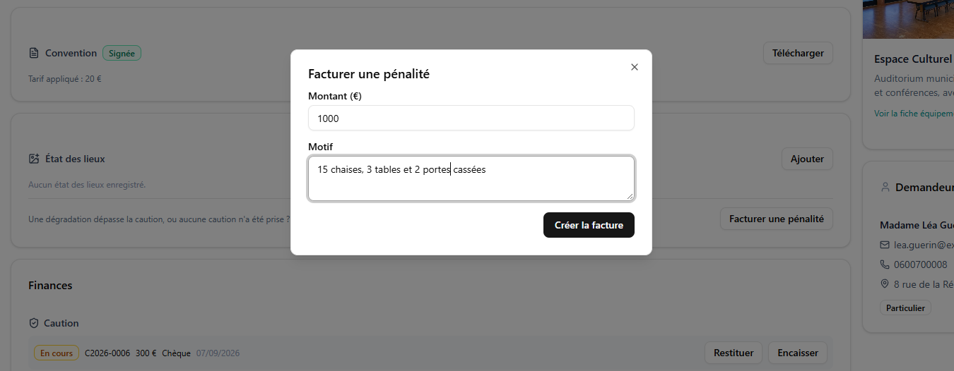 facturer pénalité